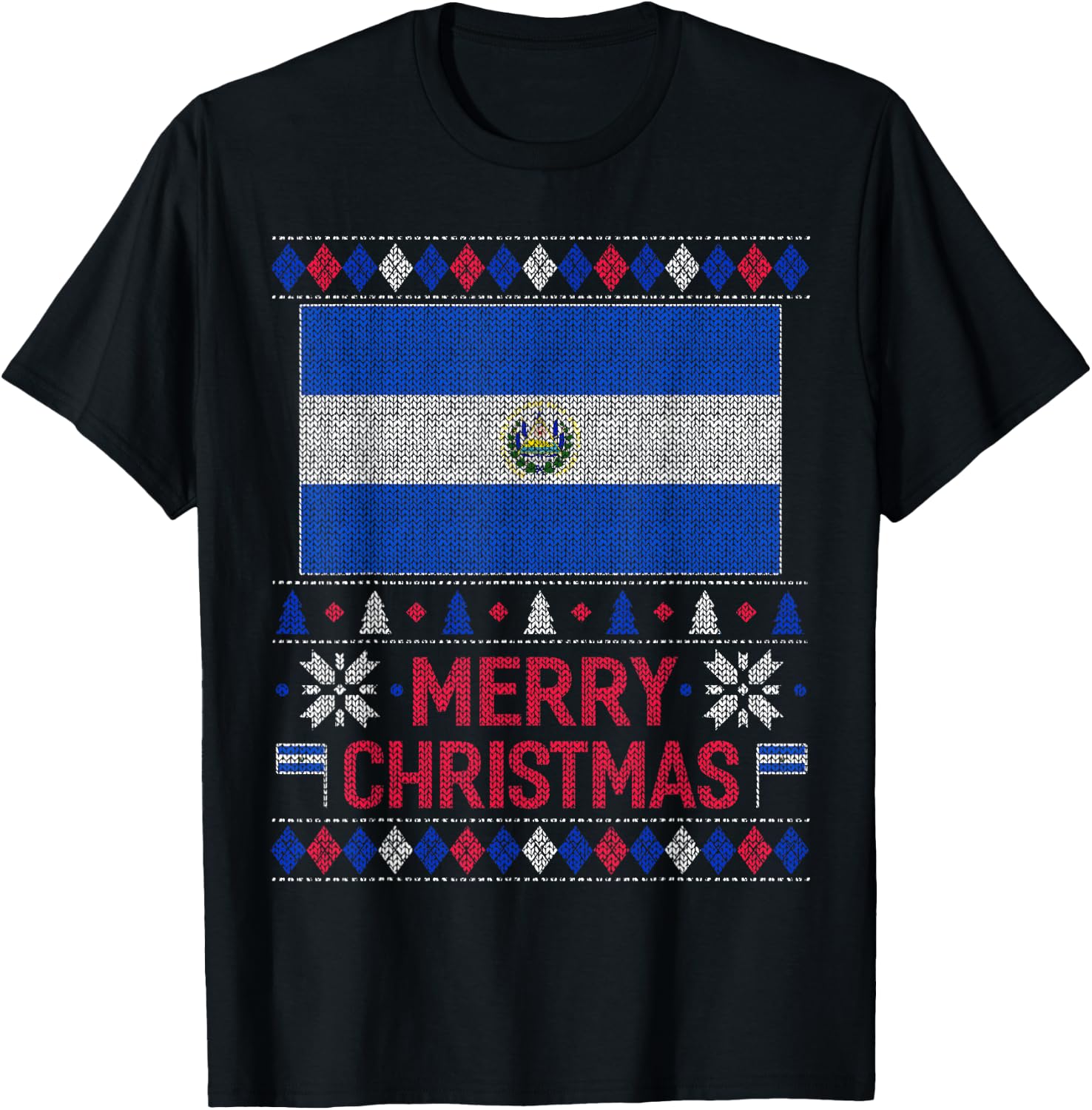 Ugly Christmas Salvadorean flag Shirt El Salvador T-Shirt - T-Shirt | Black