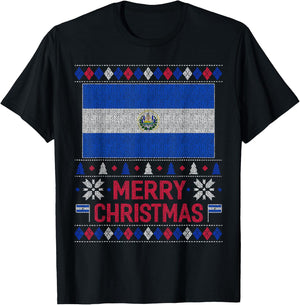 Ugly Christmas Salvadorean flag Shirt El Salvador T-Shirt - T-Shirt | Black