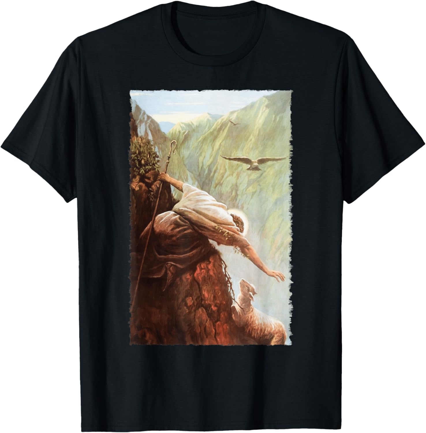 The Lost Sheep Luke 15:3-7 Christian Bible T-Shirt - T-Shirt | Black
