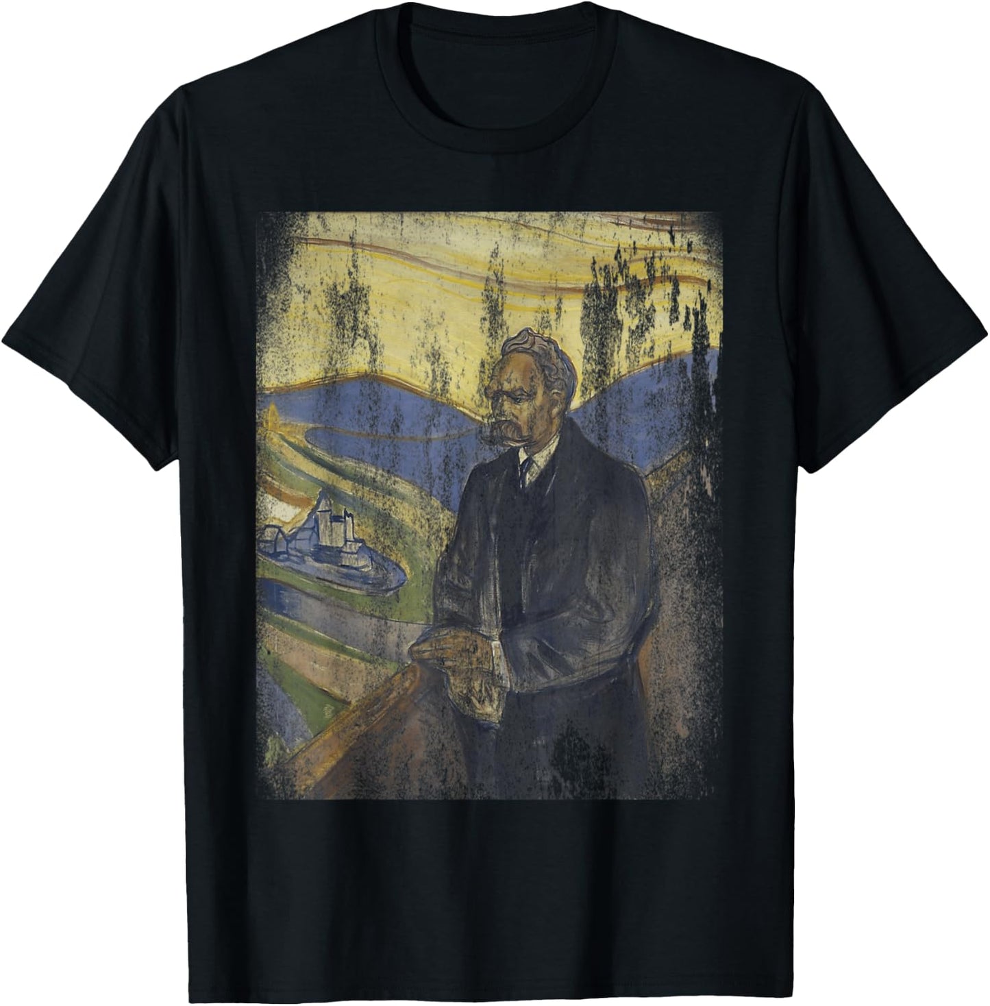 Friedrich Nietzsche | Retro | Painting | Vintage T-Shirt - T-Shirt | Black