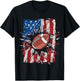 Patriotic Football 4th of July Men USA American Flag Boys Small T-Shirt - T-Shirt | Black