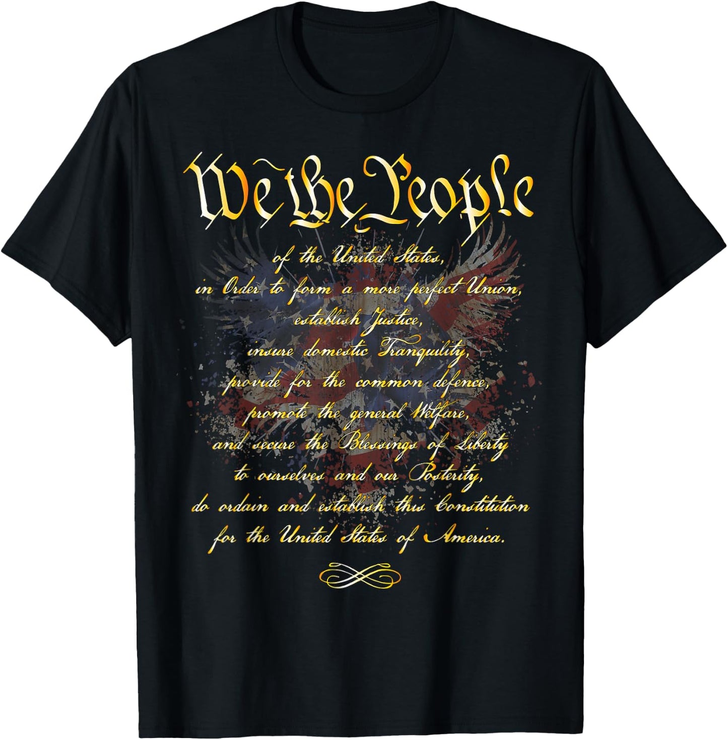We The People Golden Preamble Constitution Red White Blue Men T-Shirt - T-Shirt | Black