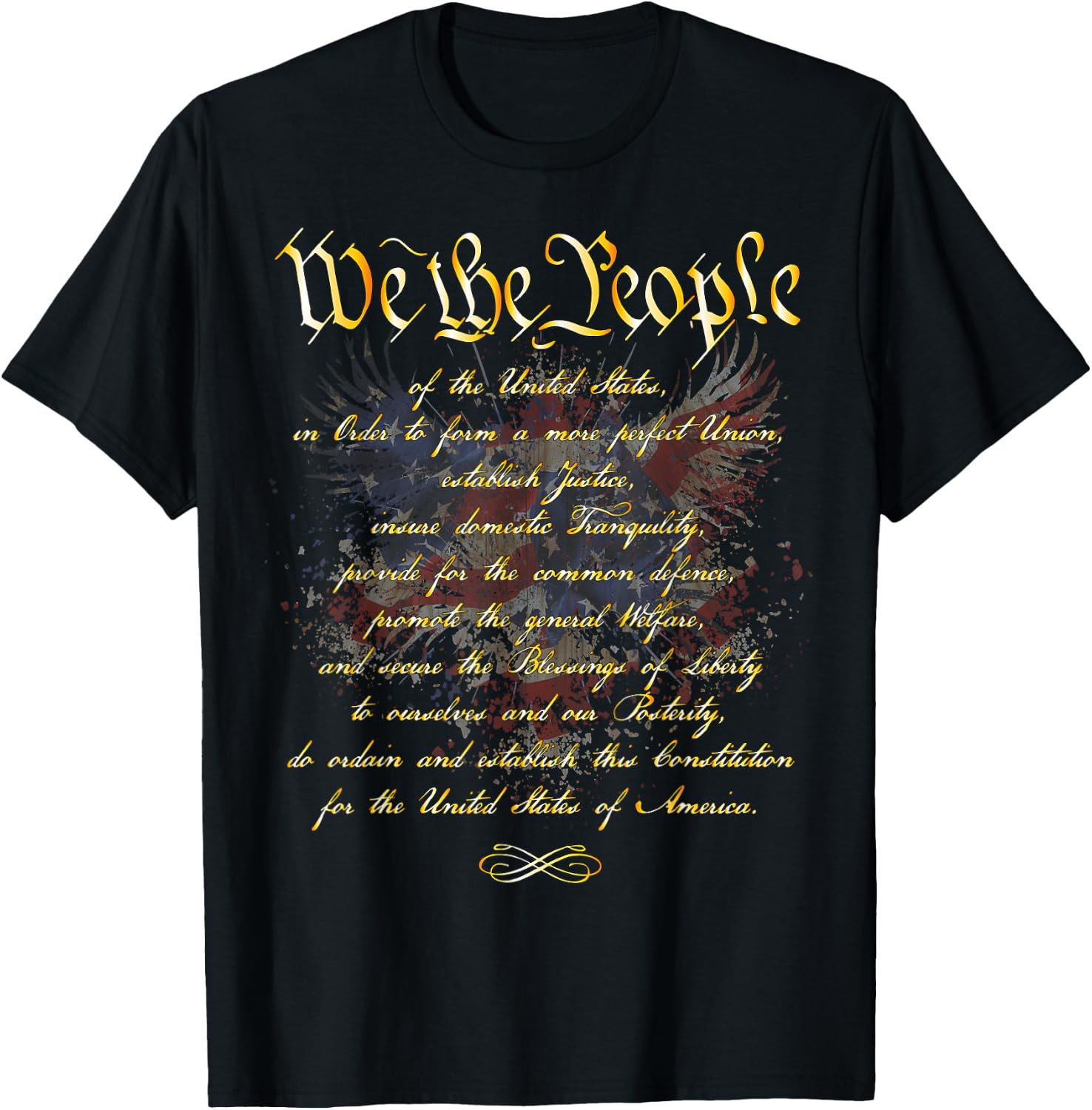 We The People Golden Preamble Constitution Red White Blue Men T-Shirt - T-Shirt | Black
