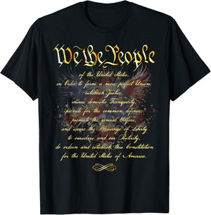 We The People Golden Preamble Constitution Red White Blue Men T-Shirt - T-Shirt | Black