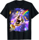 Space Cats Riding Hot Dogs Cat In Rainbow Galaxy T-Shirt - T-Shirt | Black