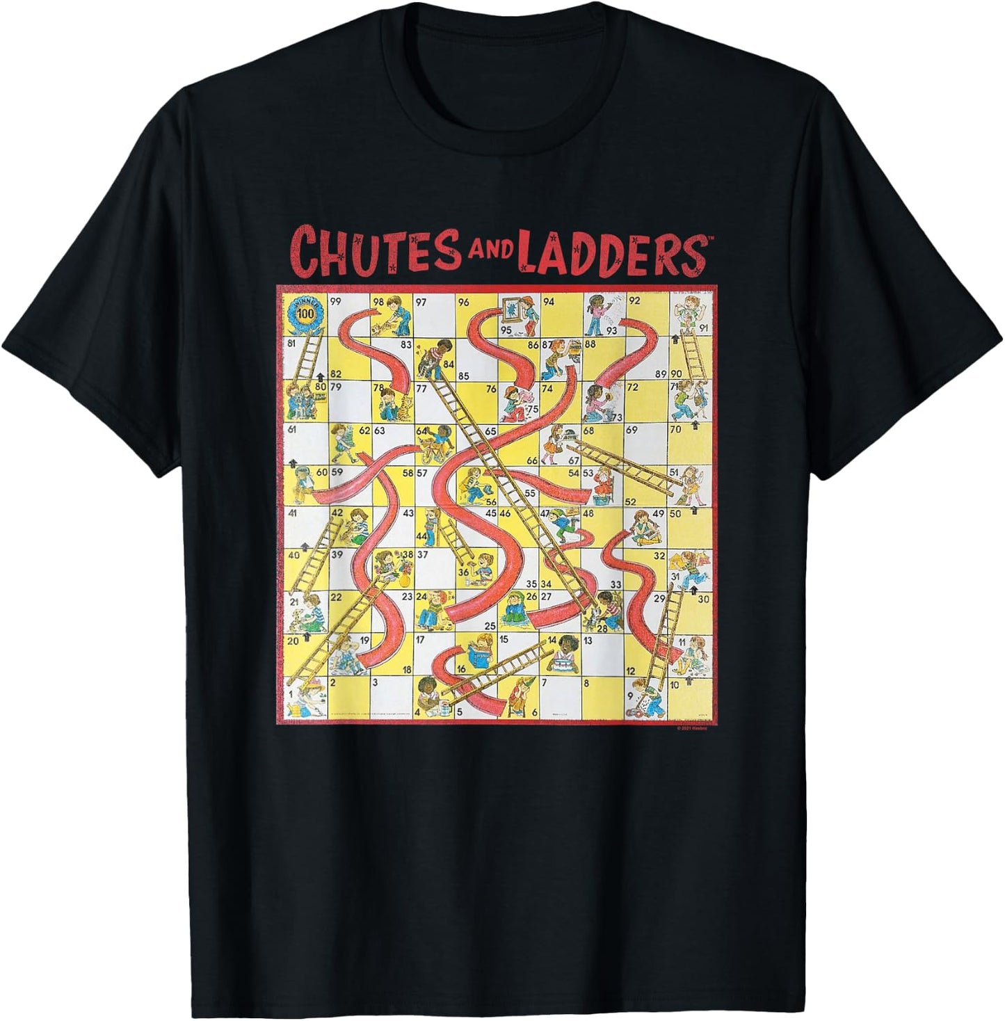 Chutes and Ladders Game Board Art from 1979 T-Shirt - T-Shirt | Black