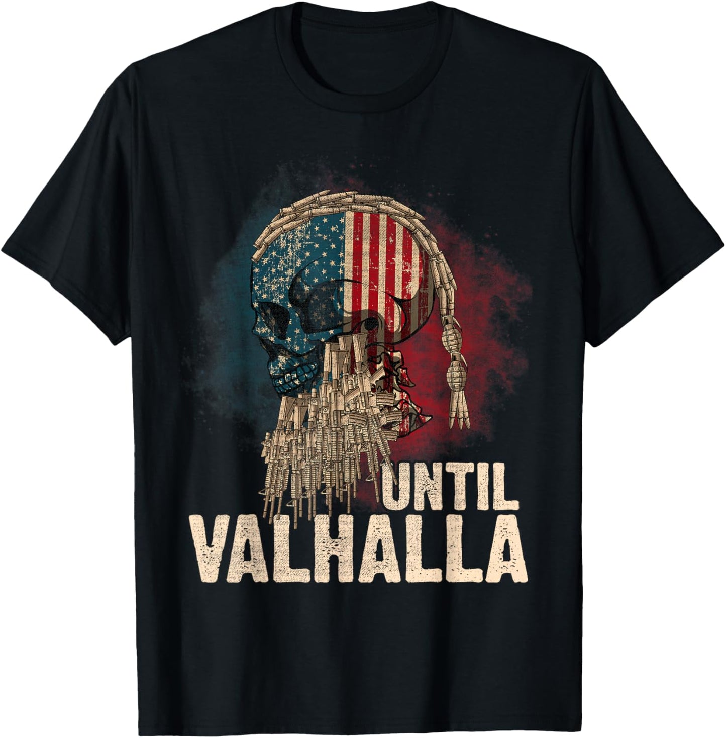 Until Valhalla Viking US Flag Vintage Shirt-Til Valhalla T-Shirt - T-Shirt | Black