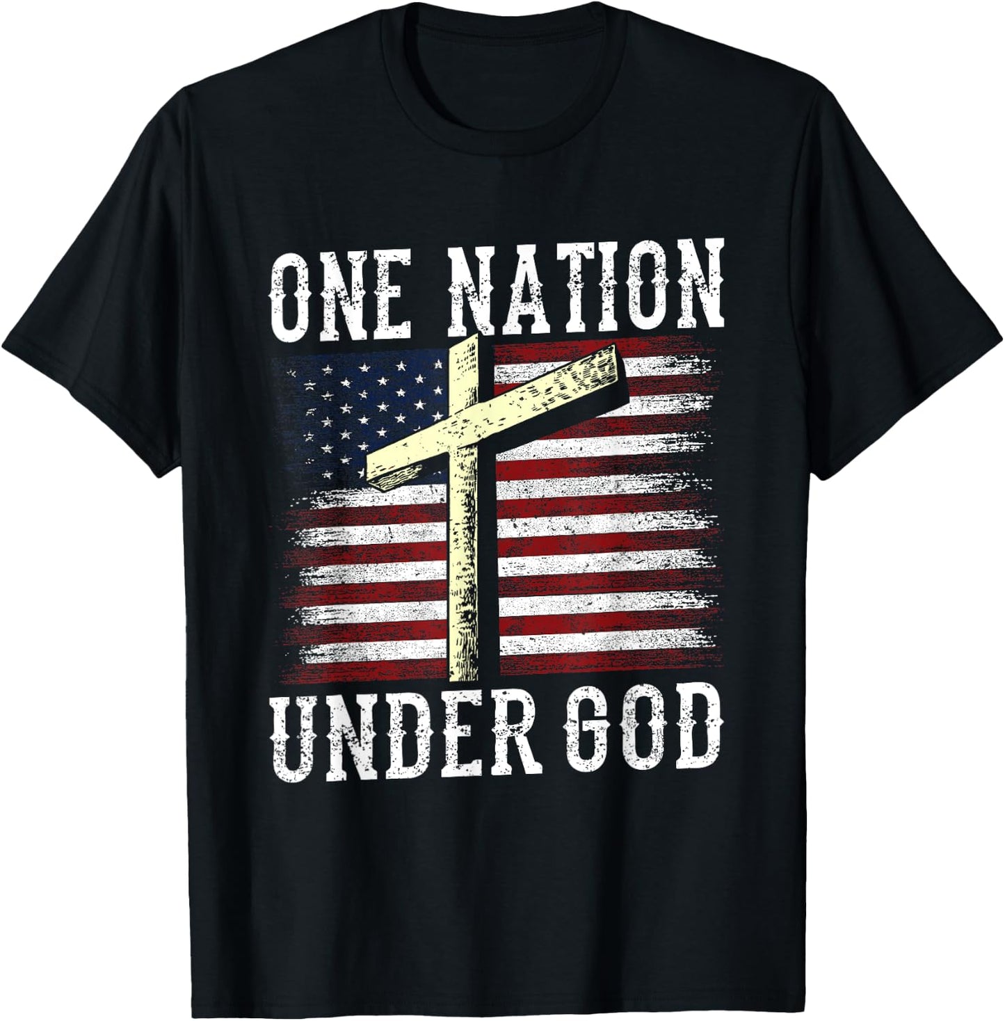 One Nation Under God America American Us Usa Patriotic Us T-Shirt - T-Shirt | Black