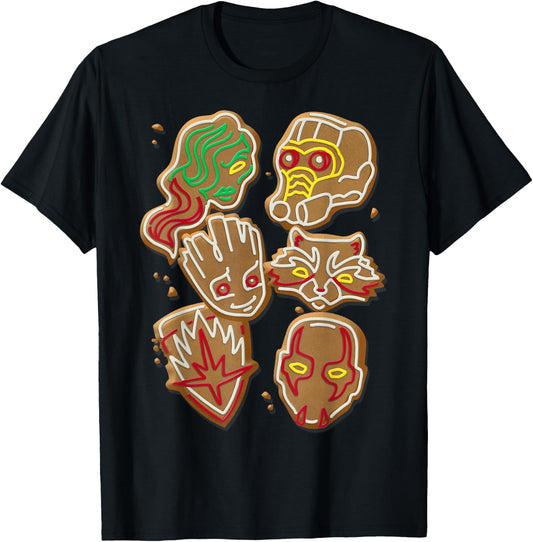 Marvel Guardians Of The Galaxy Gingerbread Cookies Christmas T-Shirt - T-Shirt | Black