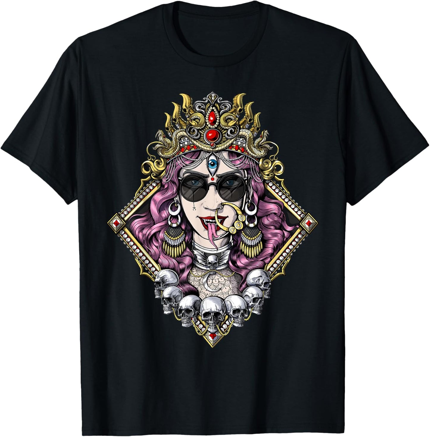 Kali Hindu Goddess Gothic Goth Hinduism Spiritual Mythology T-Shirt - T-Shirt | Black