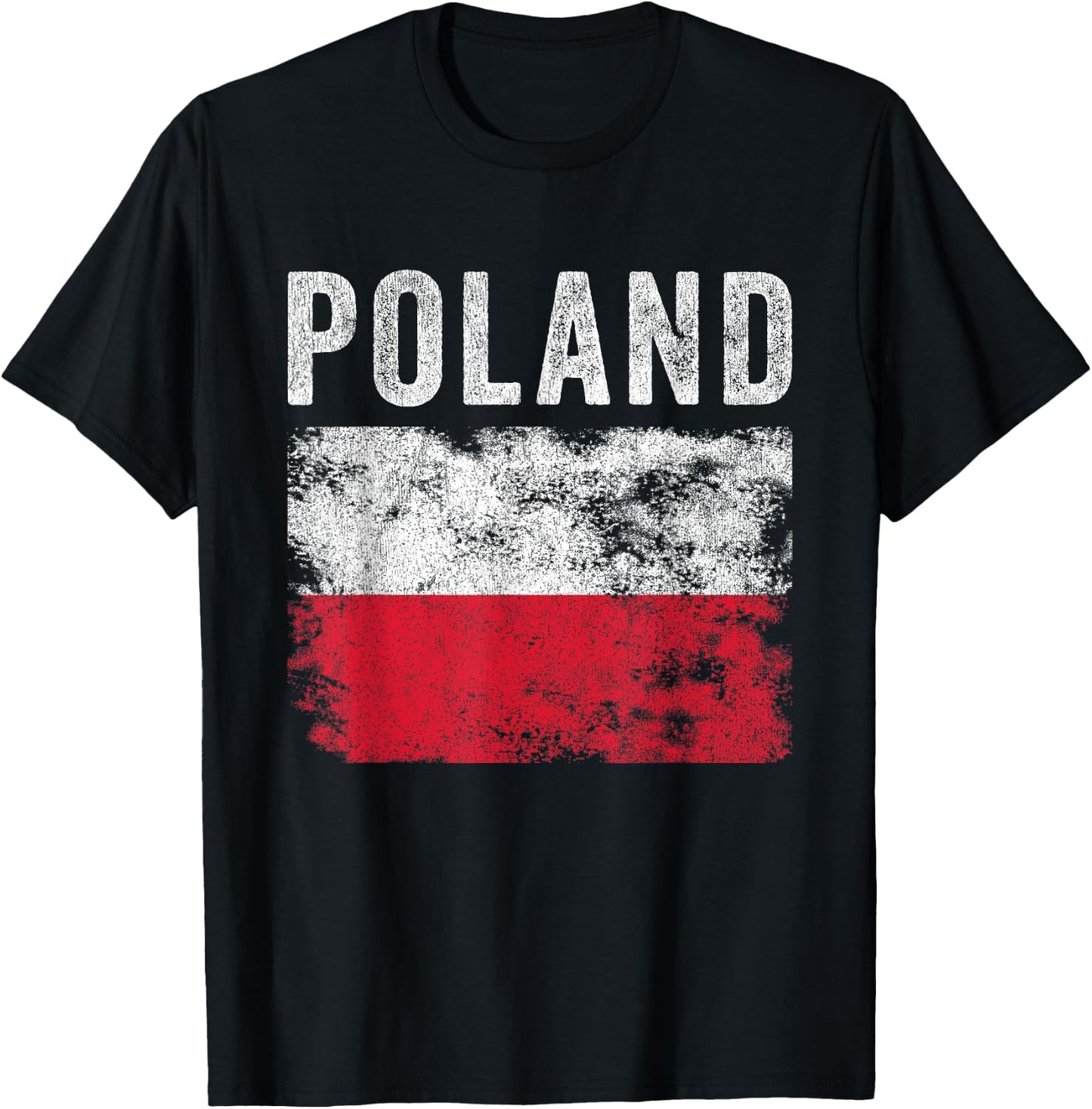 Poland Flag Distressed - Men Women Kids - Polish Flag T-Shirt - T-Shirt | Black