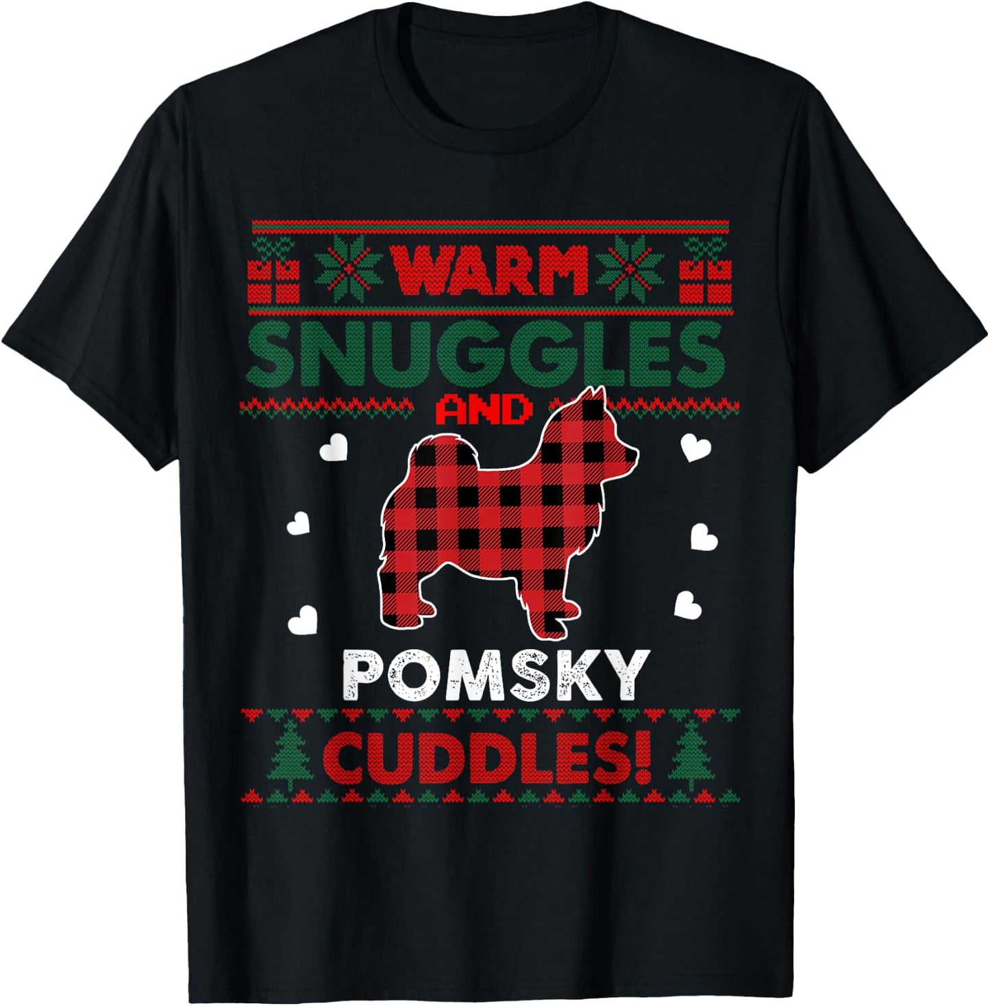 Pomsky Dog Lover Xmas Gifts Pajama Ugly Christmas Sweater Men Women Kids T-Shirt - T-Shirt | Black