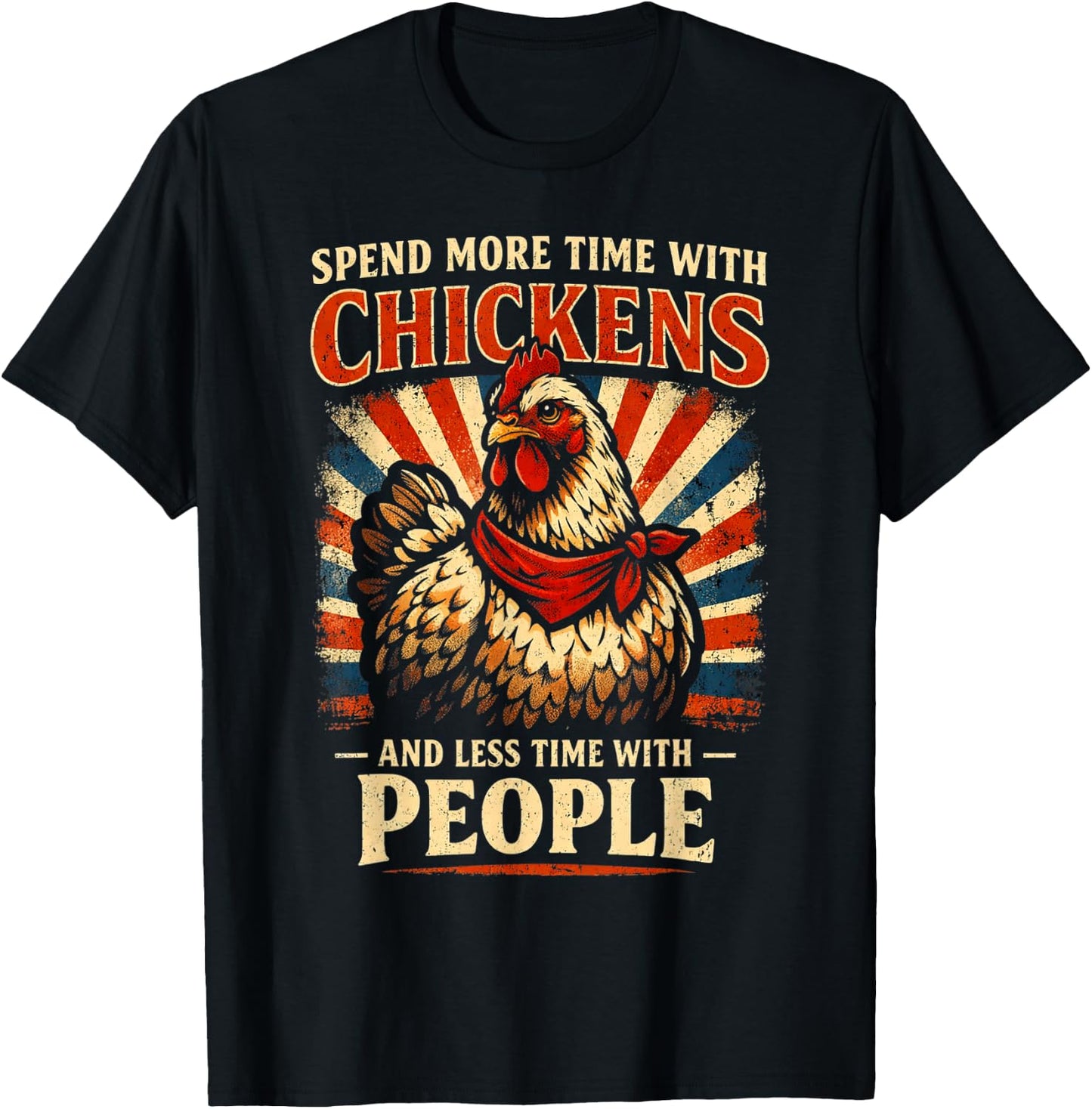 Funny More Chickens Less People for Farmer and Introvert T-Shirt - T-Shirt | Black