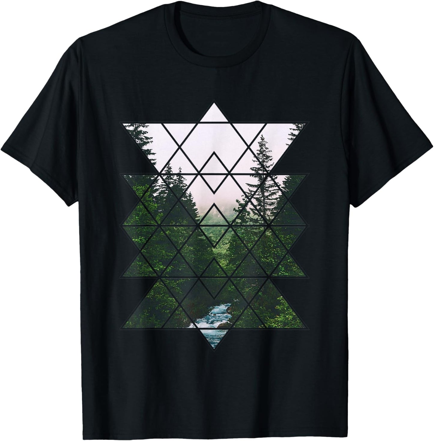 Sacred Geometric Nature Design & Women T-Shirt - T-Shirt | Black