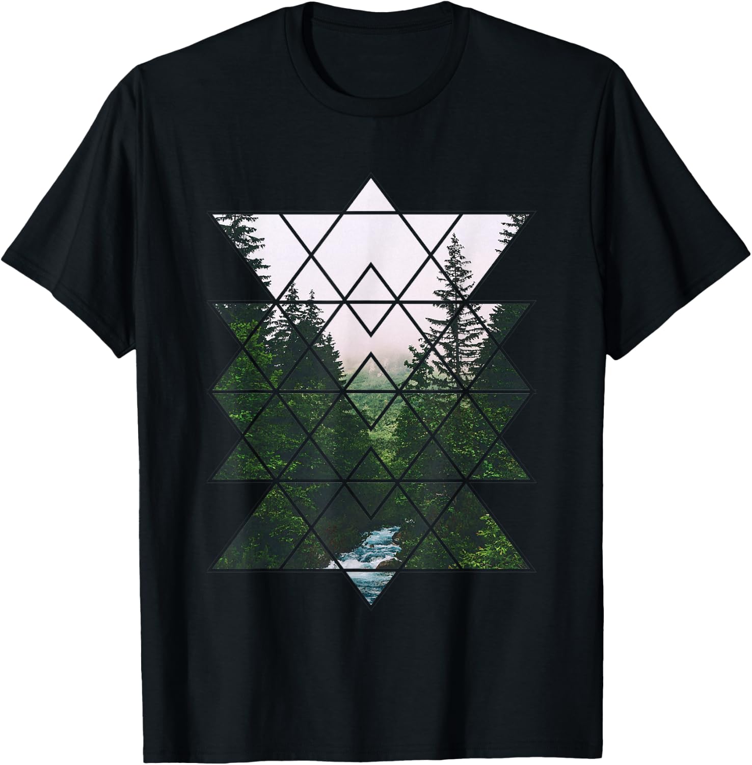 Sacred Geometric Nature Design & Women T-Shirt - T-Shirt | Black