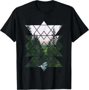 Sacred Geometric Nature Design & Women T-Shirt - T-Shirt | Black