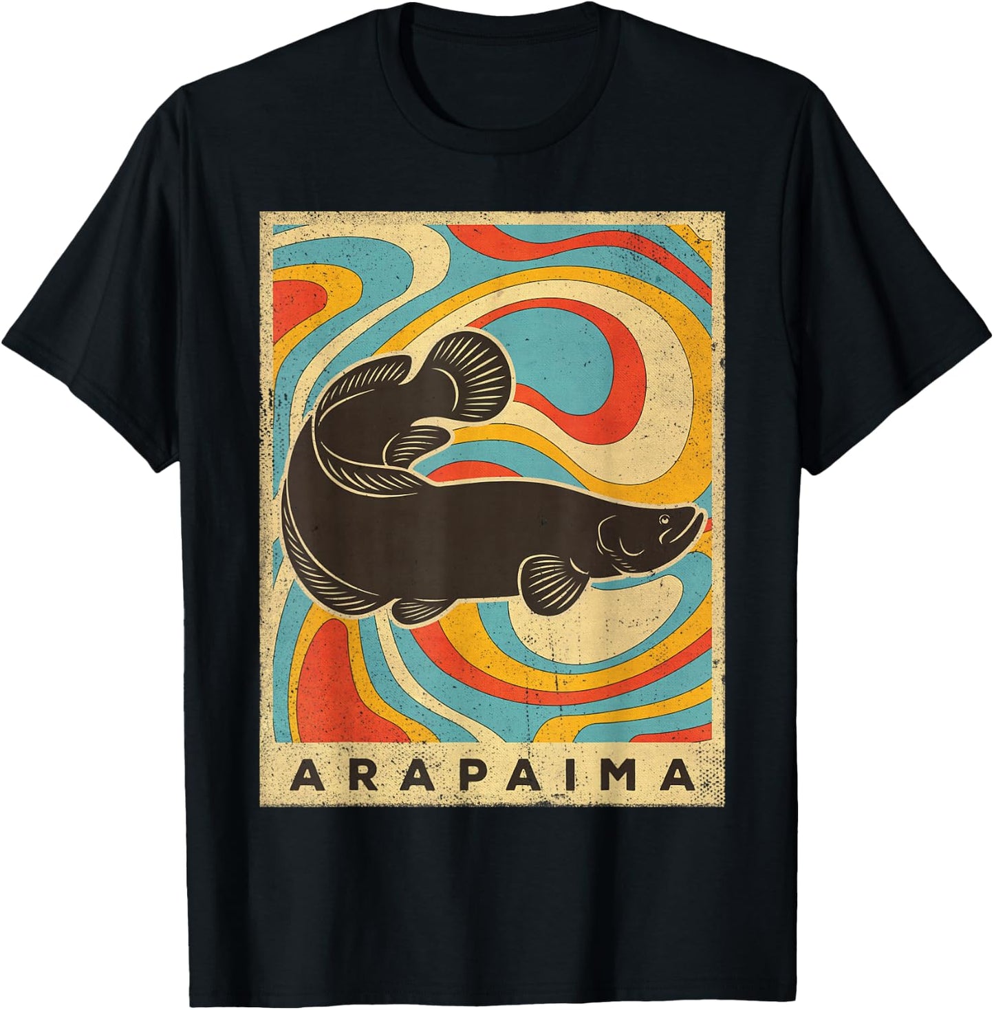 Vintage Arapaima Fish Lover Animal Retro Style T-Shirt - T-Shirt | Black