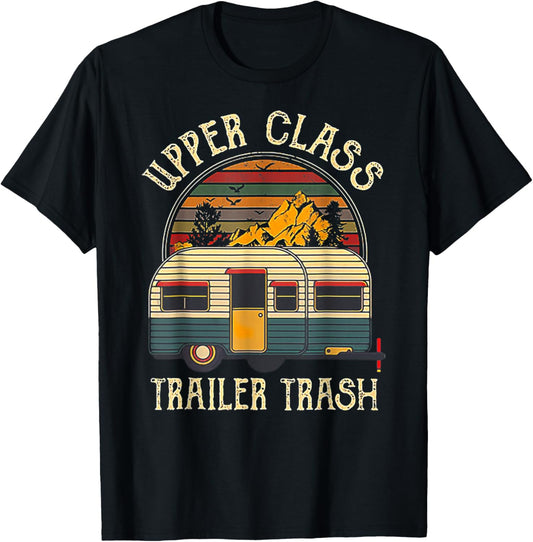 Upper Class Trailer Trash Retro Vintage Sunset T-Shirt - T-Shirt | Black