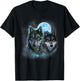 Two Wolves Howling In The Dark at the Moon Halloween Costume T-Shirt - T-Shirt | Black