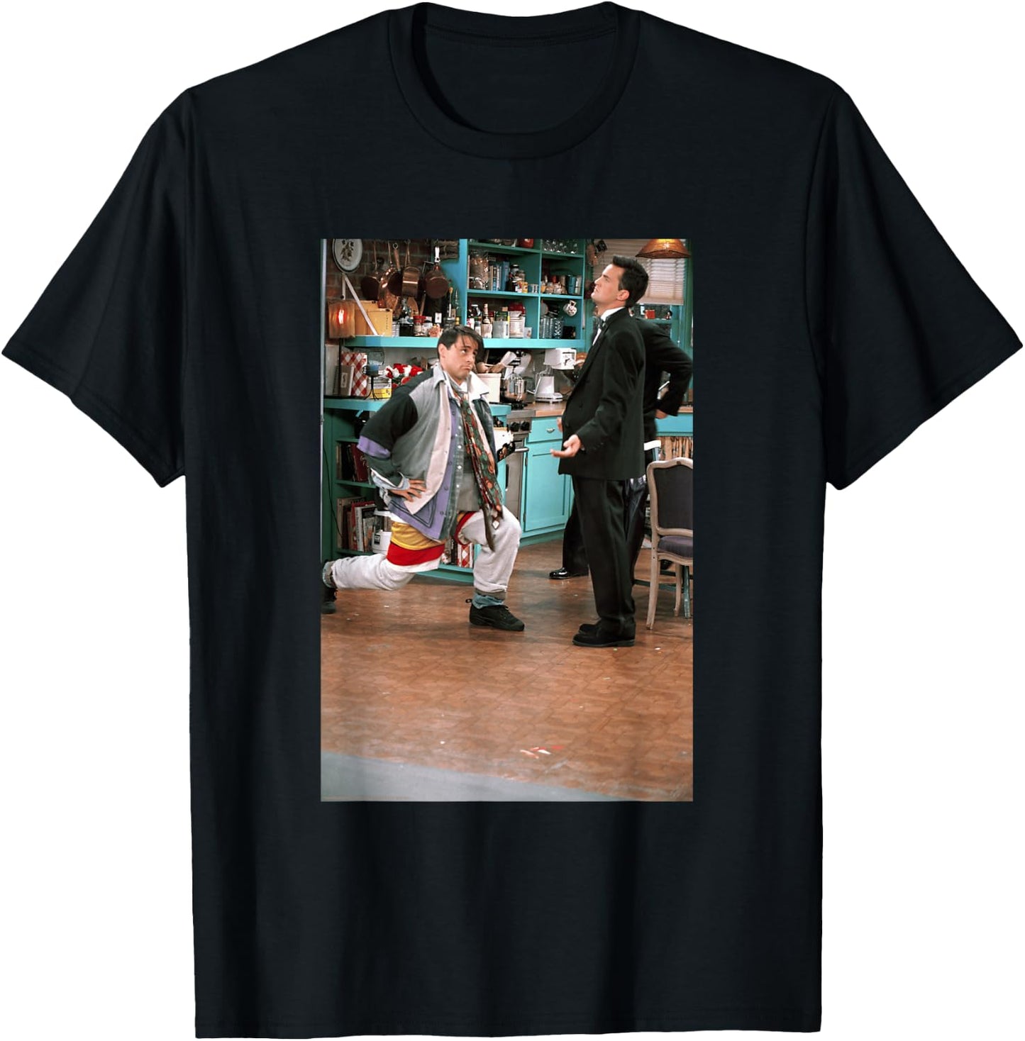 Friends Joey on One Knee with Chandler Photo TV Show T-Shirt - T-Shirt | Black