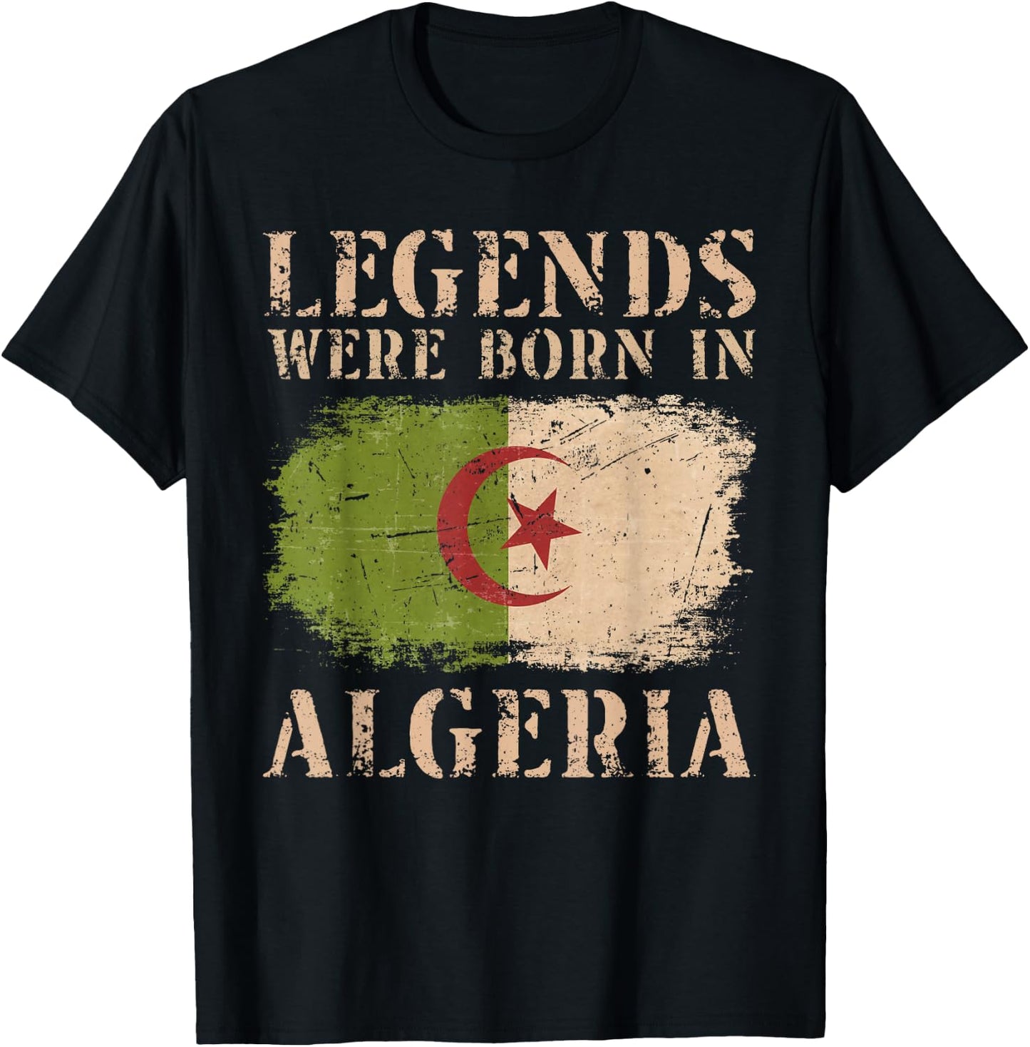 Vintage Design Algerian Flag Algeria T-Shirt - T-Shirt | Black