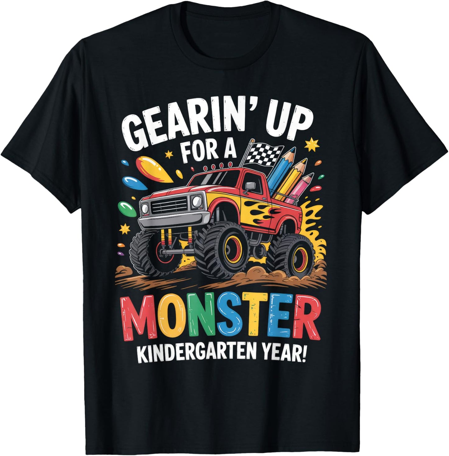 Back to School Kindergarten Monster Truck First Day Boys T-Shirt - T-Shirt | Black