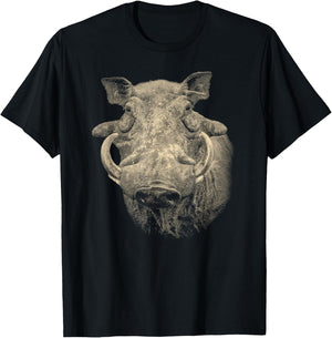 SM's Wild for Africa Apparel Warthog Picture, Warthog Boar Close-up T-Shirt - T-Shirt | Black