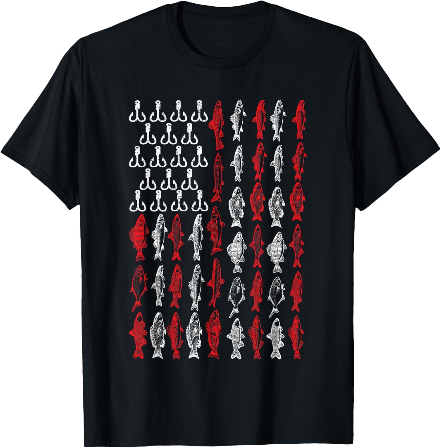 American Flag Fishing T Shirt, Bass Pro Fish 4th of July Men T-Shirt - T-Shirt | Black