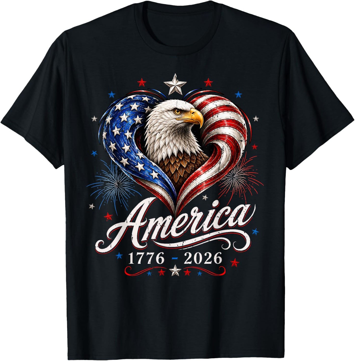 250th Anniversary America Flag Eagle 250 Years Men Women T-Shirt - T-Shirt | Black