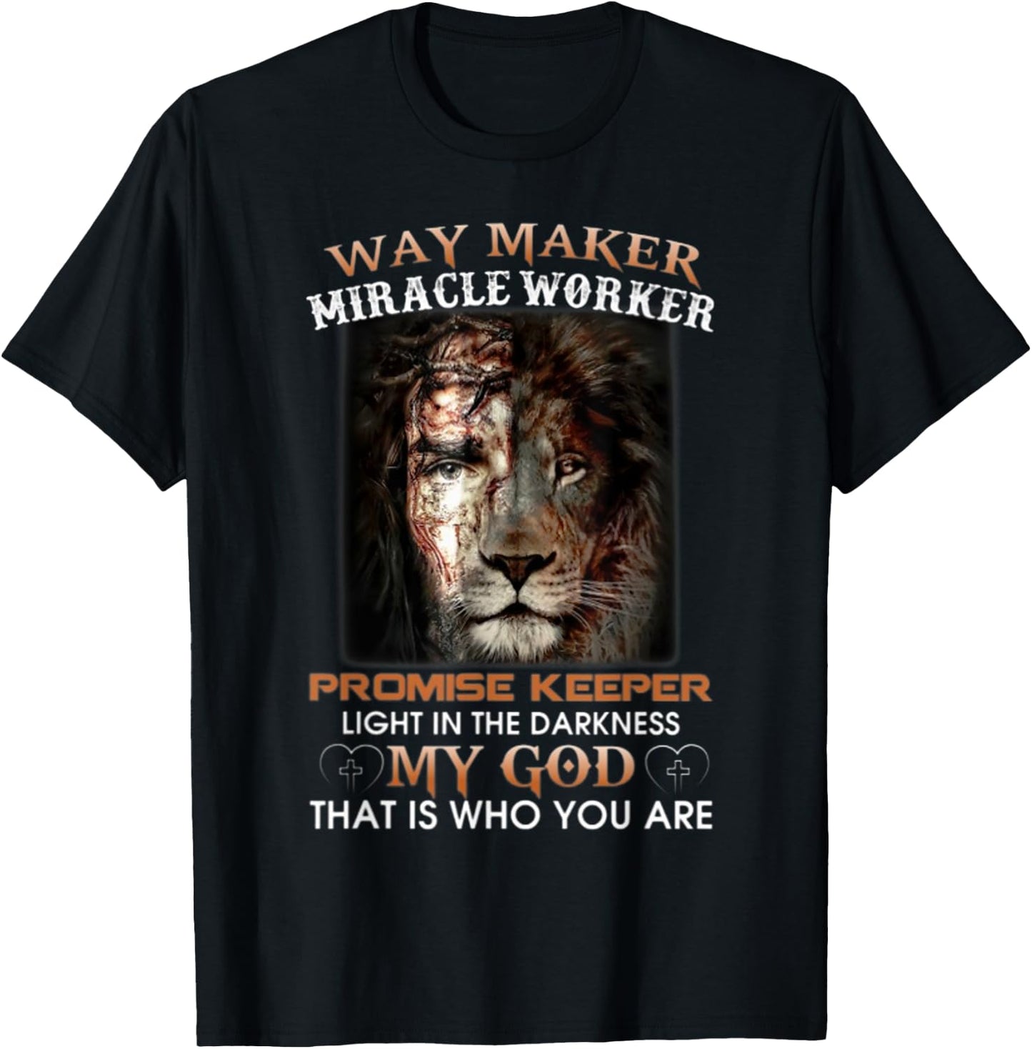 Lion-Way-Maker-Miracle-Worker-Promise-Keeper T-Shirt - T-Shirt | Black