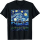 Airplane Flight Pilot Van Gogh Style Starry Night Graphic T-Shirt - T-Shirt | Black