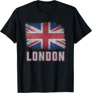 London United Kingdom British Flag Vintage UK Souvenir T-Shirt - T-Shirt | Black