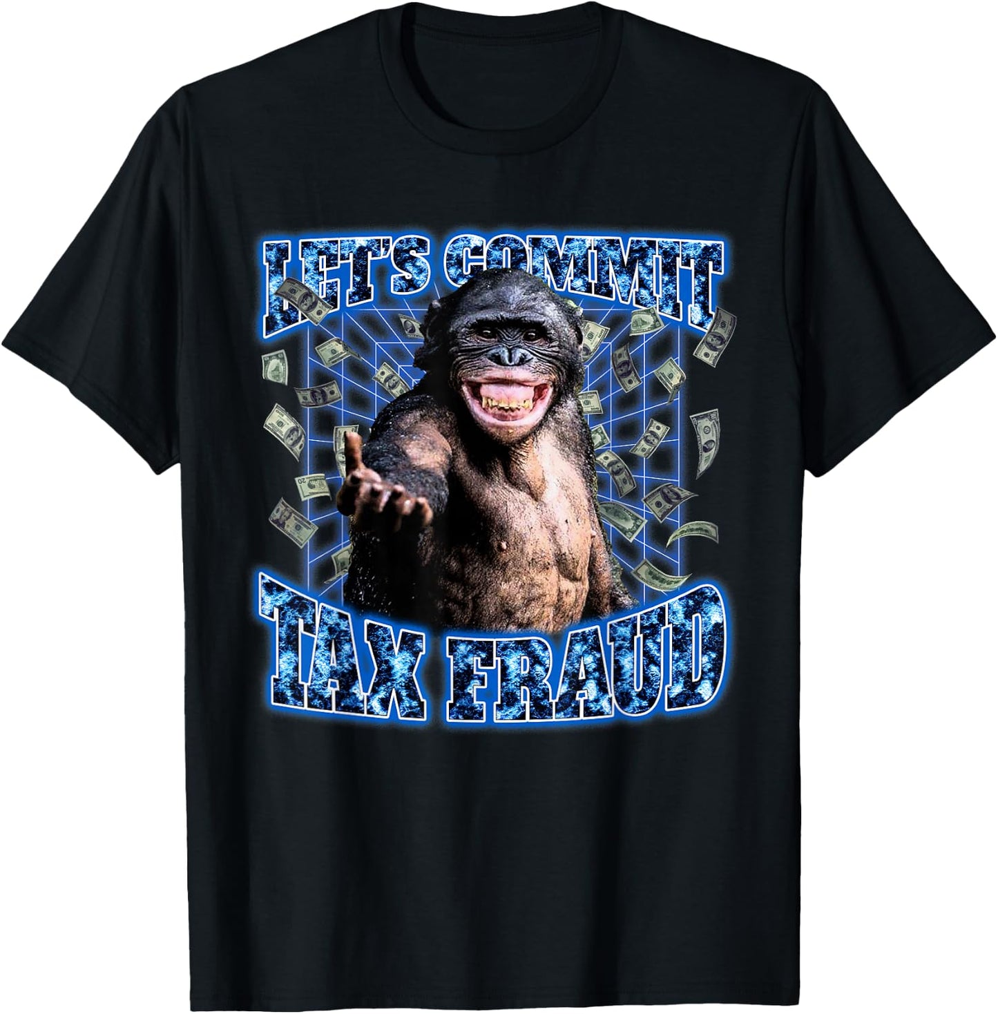 Let's Commit Tax Fraud Vintage Bootleg Rap 90s Monkey T-Shirt - T-Shirt | Black