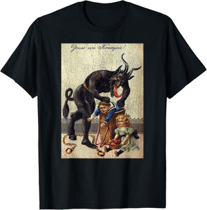 Gruss Vom Krampus Horror Christmas Art Creepy Evil Santa Fun T-Shirt - T-Shirt | Black