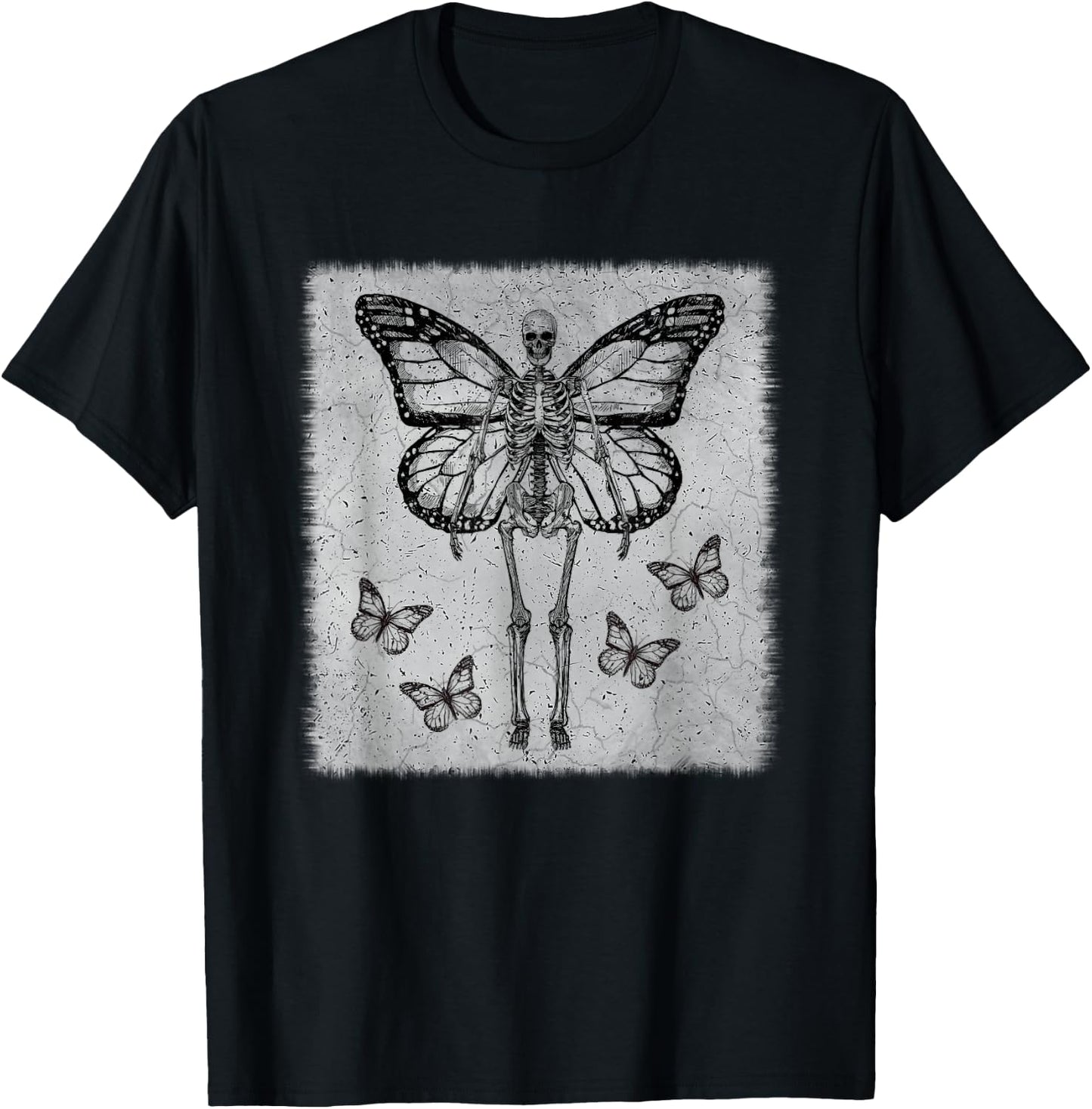 Skeleton Fairy Grunge Fairycore Aesthetic Goth Gothic T-Shirt - T-Shirt | Black