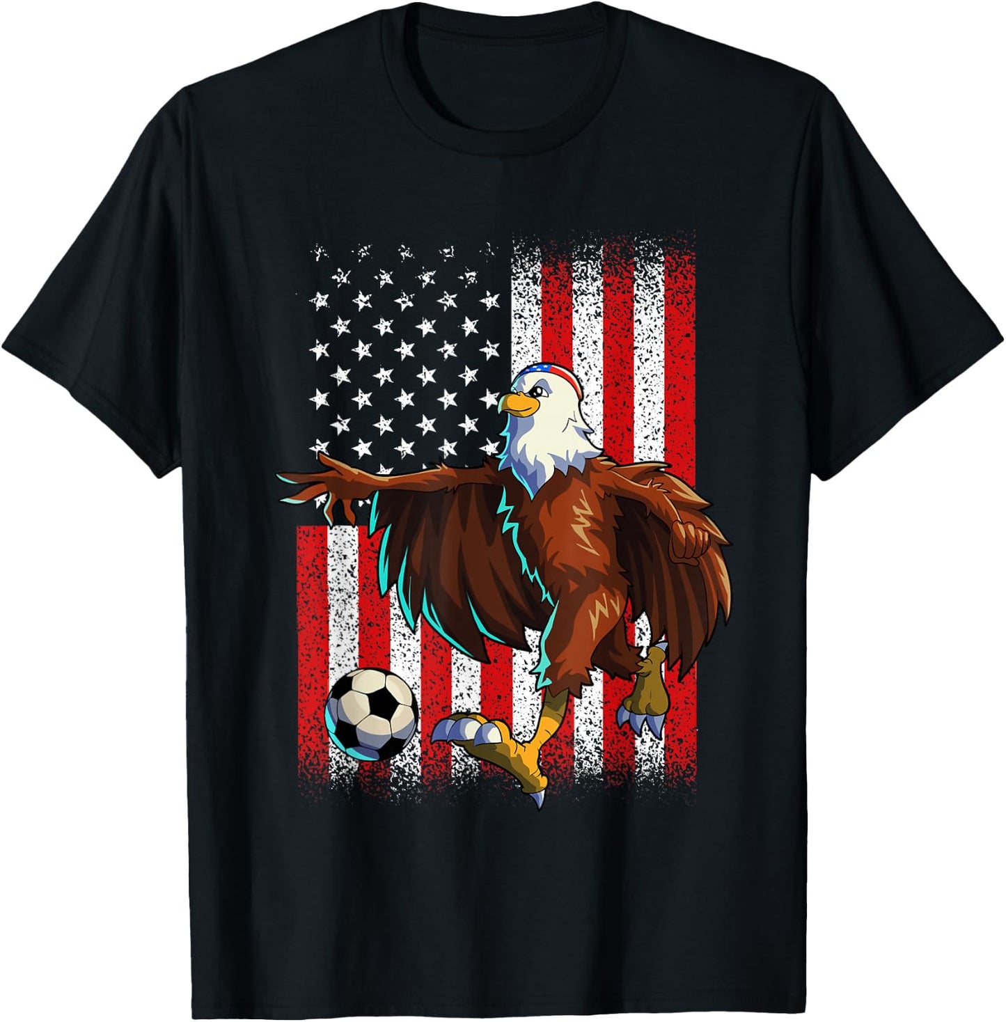 Soccer American Eagle 4th Of July Shirt Men Boy USA Flag T-Shirt - T-Shirt | Black