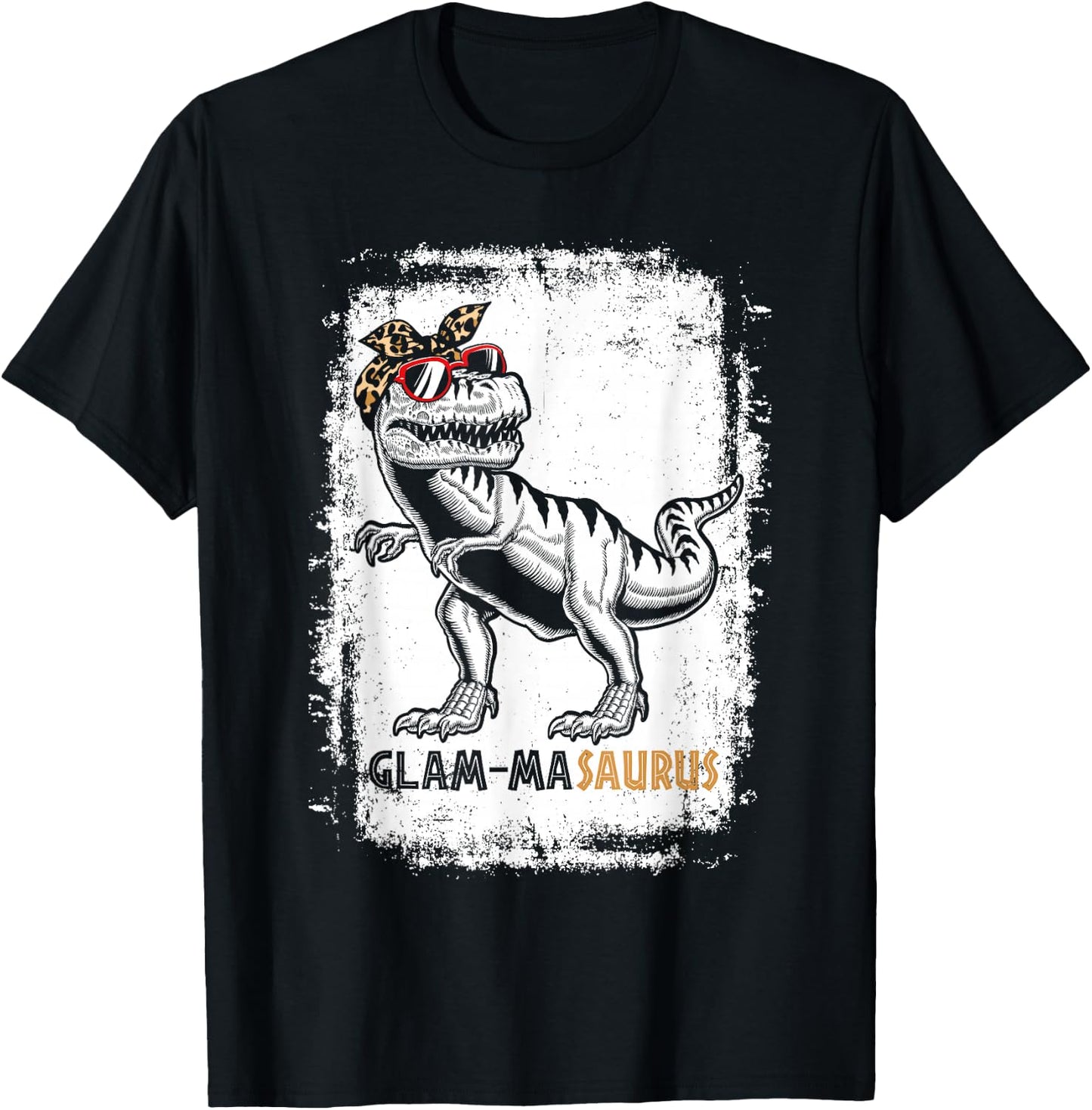 Glam-masaurus Rex Grandma Dinosaur T-Rex Glam-ma Saurus T-Shirt - T-Shirt | Black