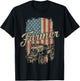 Farmer American Flag Retro Farming Tractor Usa Patrioticic Women Kids Men T-Shirt - T-Shirt | Black