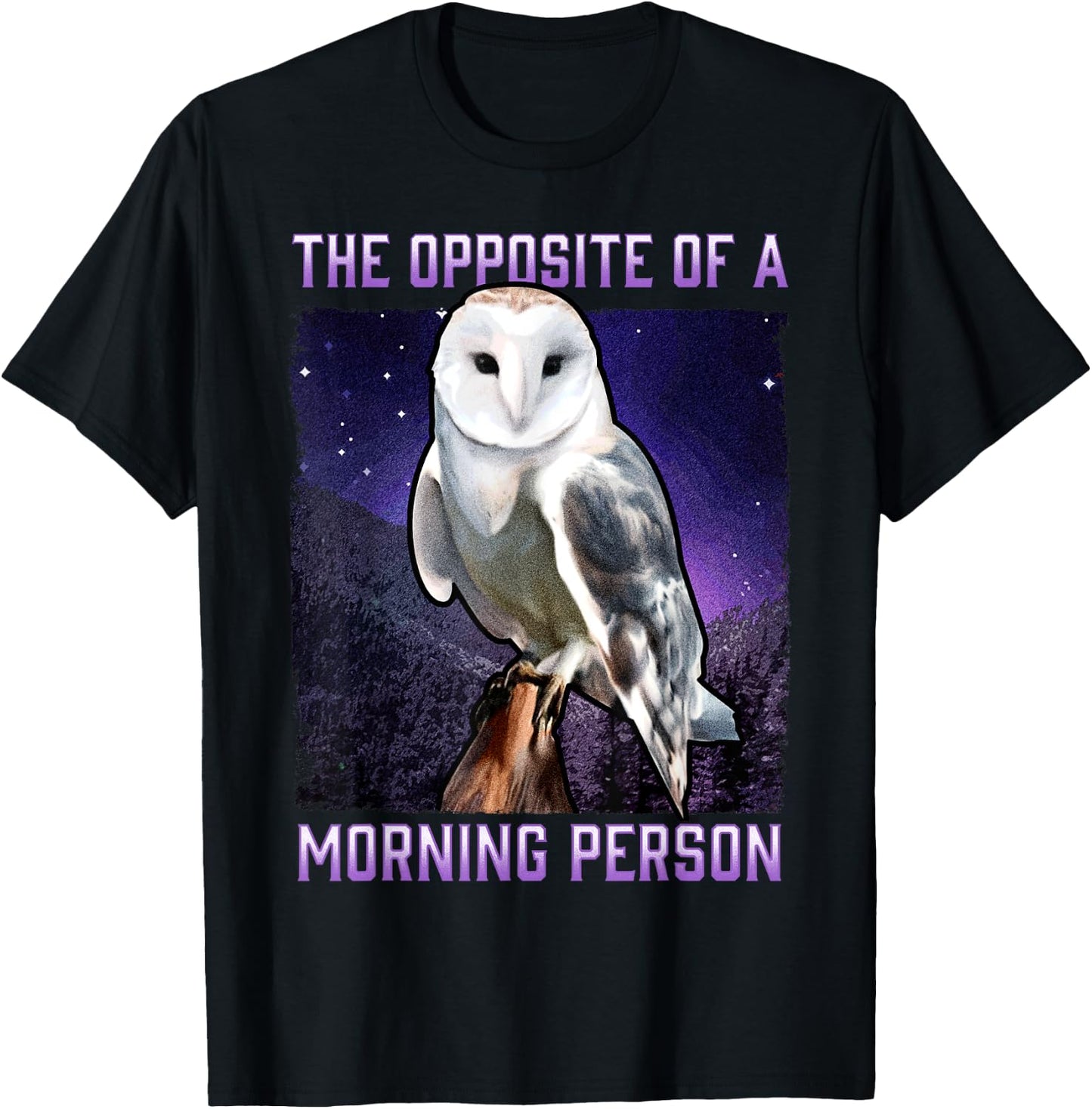 Snowy Owl Opposite of a Morning Person Bird Night Owl T-Shirt - T-Shirt | Black