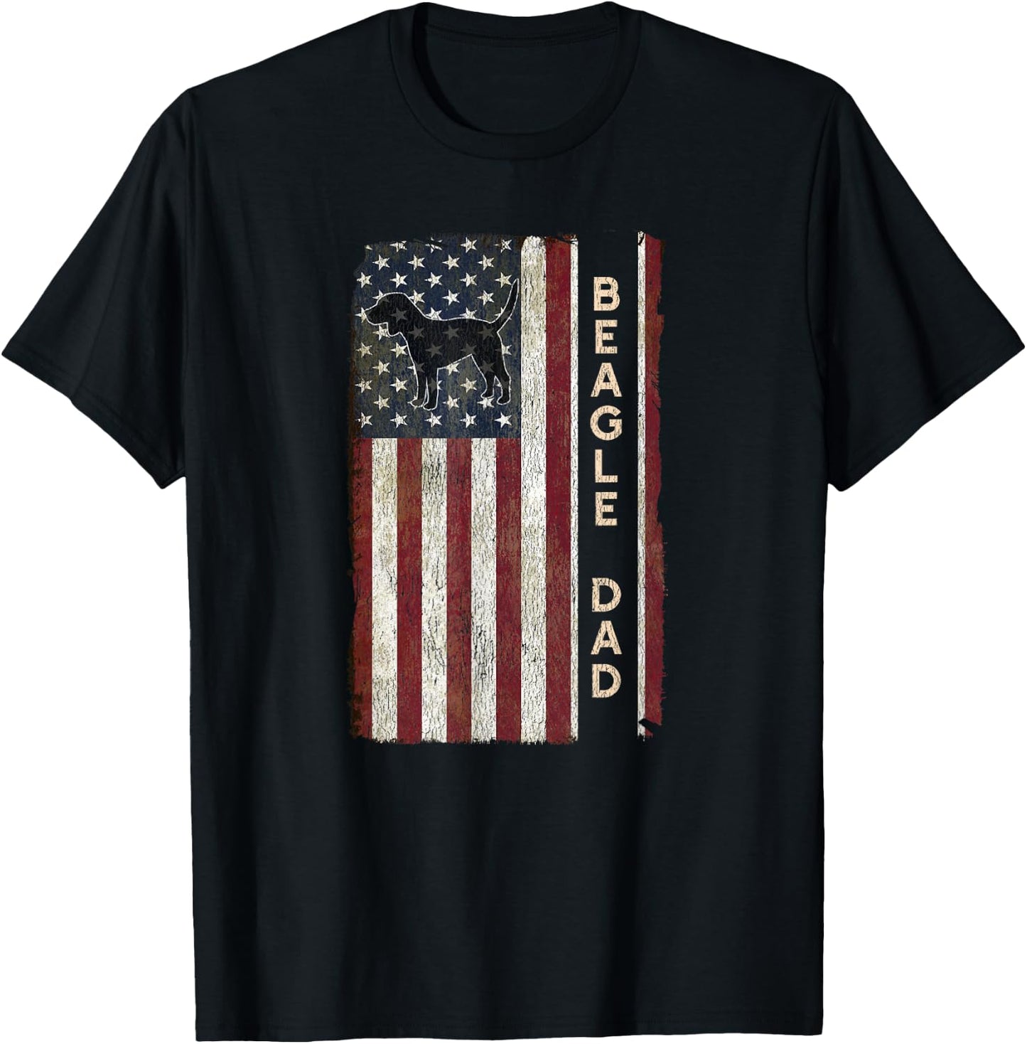 Beagle Dad Dog American Flag Fathers Day Gifts Men T-Shirt - T-Shirt | Black