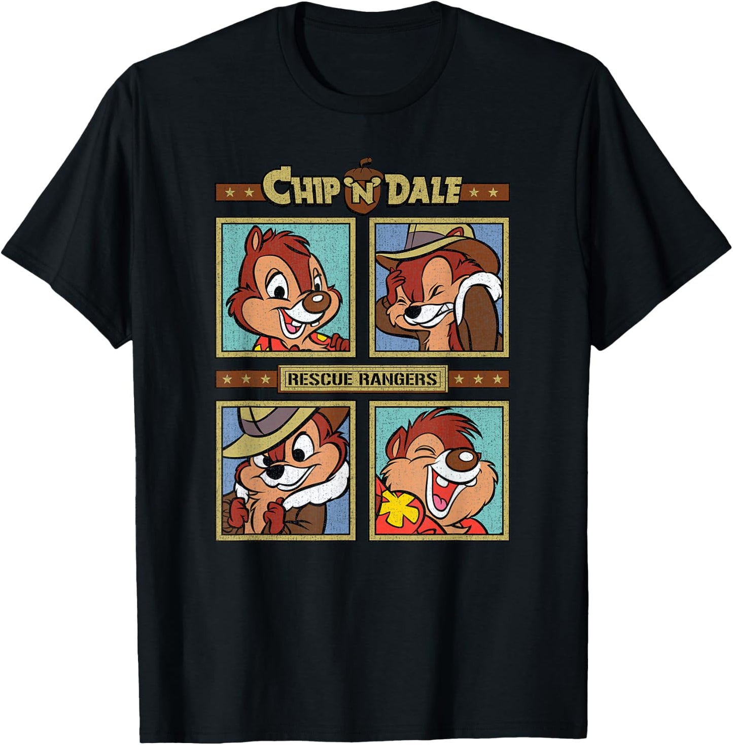 Chip 'N Dale Rescue Rangers - Rescue Rangers Squares T-Shirt - T-Shirt | Black