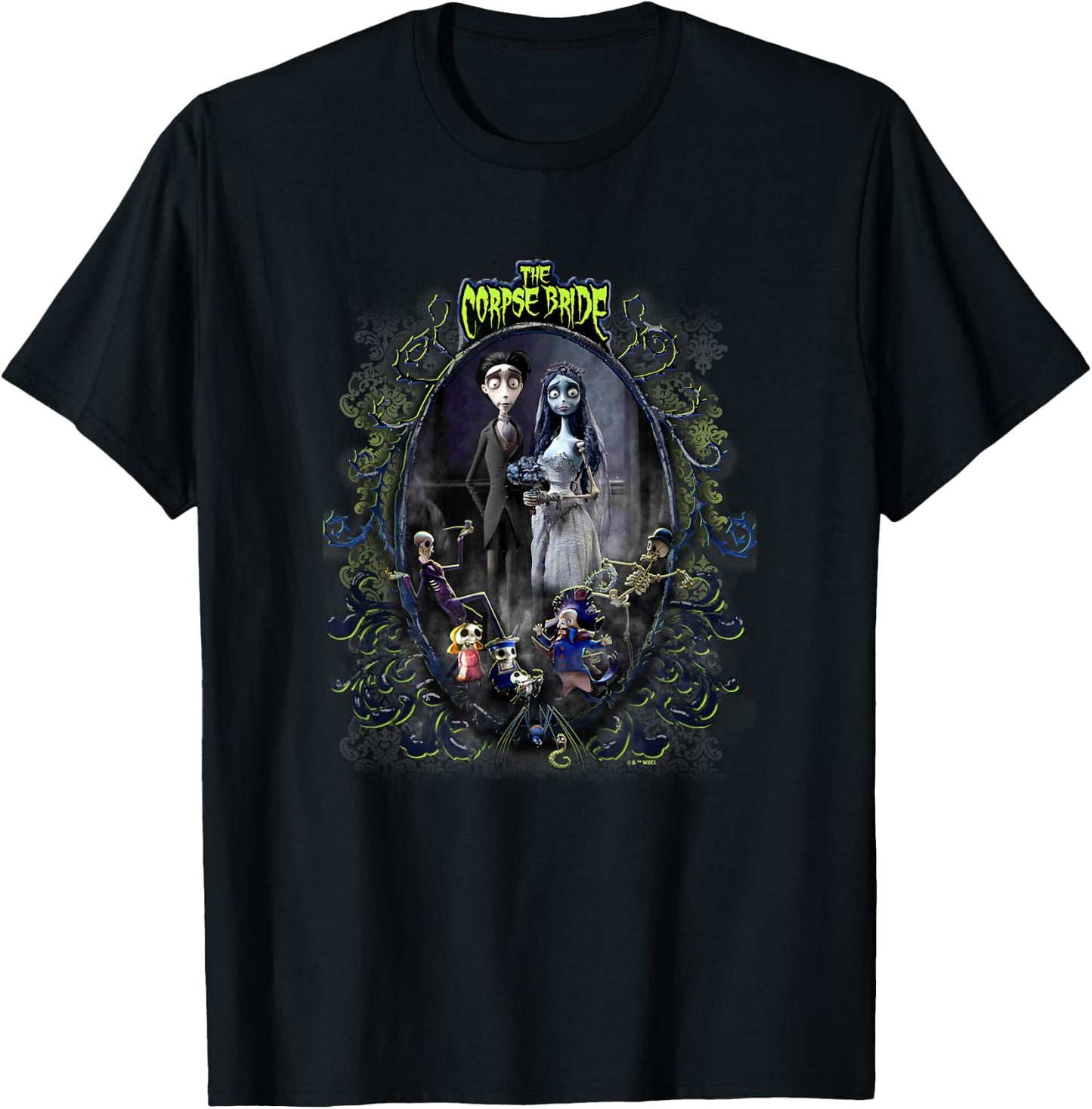 Corpse Bride The Groom & The Bride Scary Frame Portrait T-Shirt - T-Shirt | Black