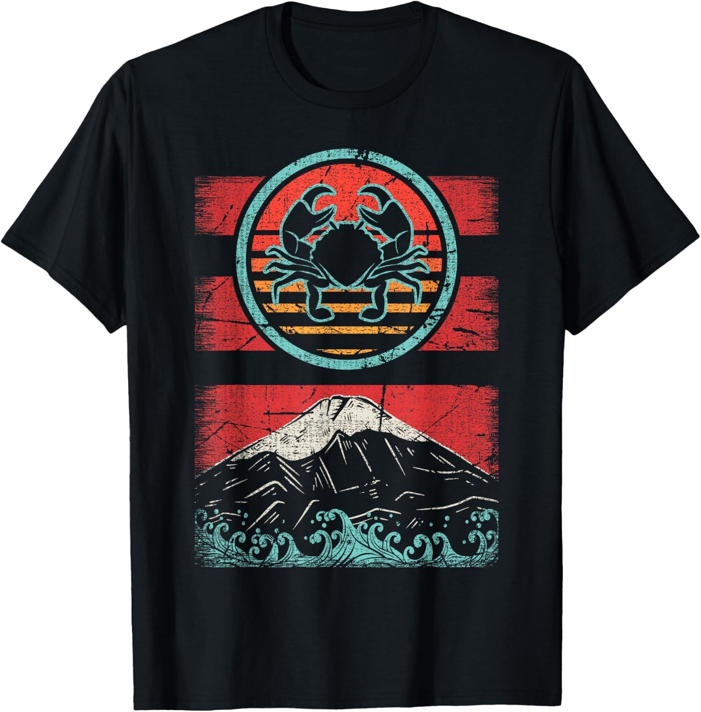 Crab Lover Crabbing Seafood Retro Vintage 80s Style T-Shirt - T-Shirt | Black