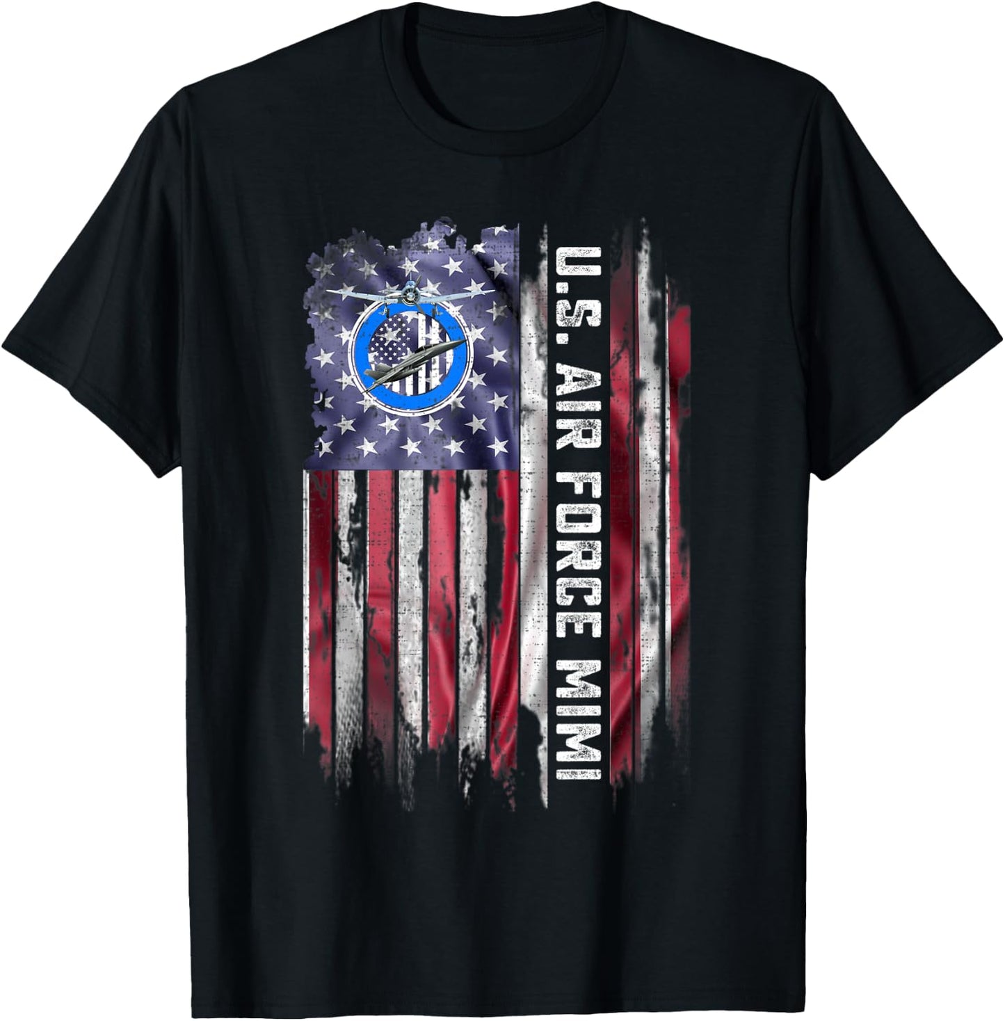 Vintage USA American Flag Proud Air Force Veteran Mimi Funny Women Men T-Shirt - T-Shirt | Black