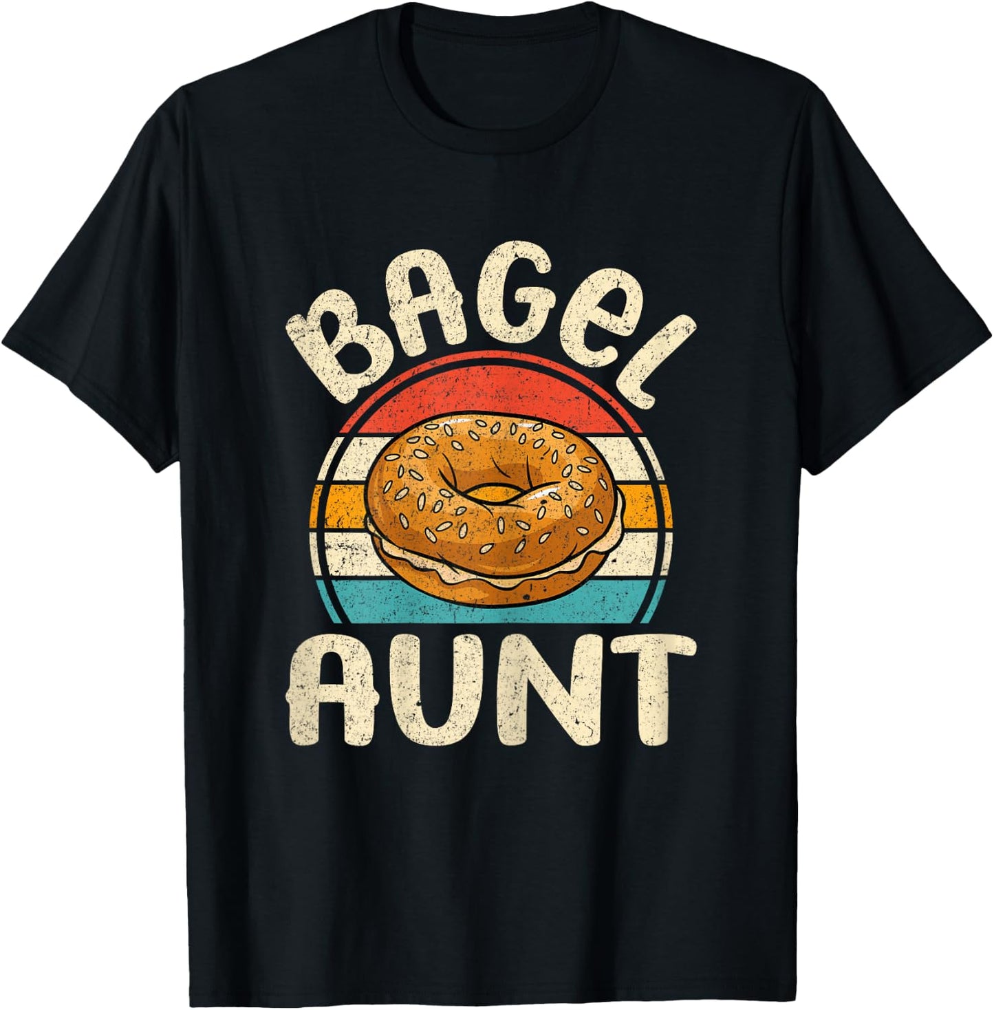Bagel Aunt - Retro Bagel Lover Auntie T-Shirt - T-Shirt | Black