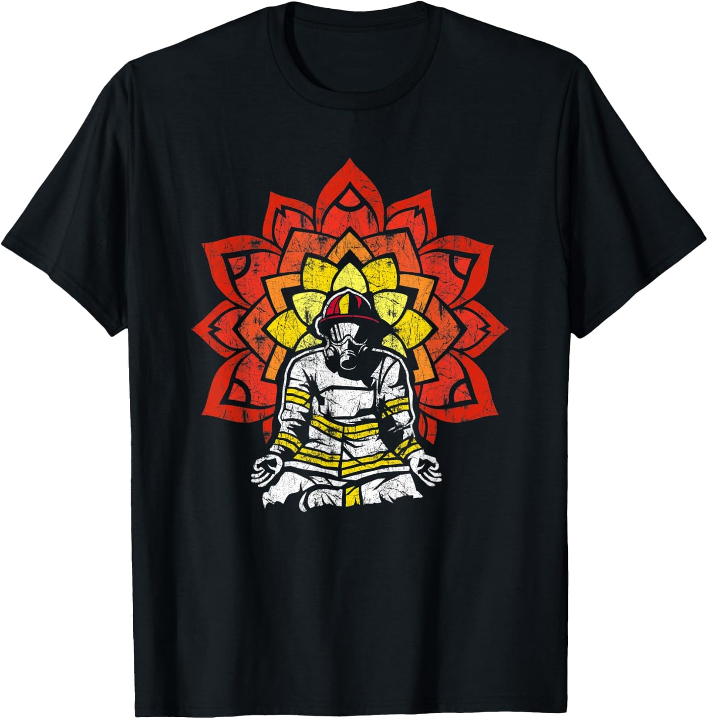 Firefighter Yoga for a Calm Down Firefighter T-Shirt - T-Shirt | Black