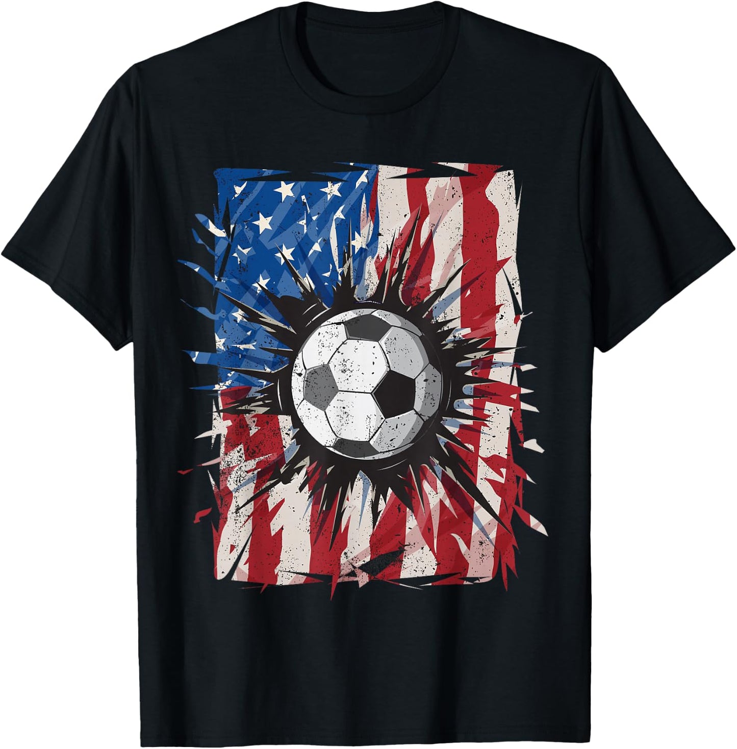 Patriotic Soccer 4th of July Men USA American Flag Boys T-Shirt - T-Shirt | Black
