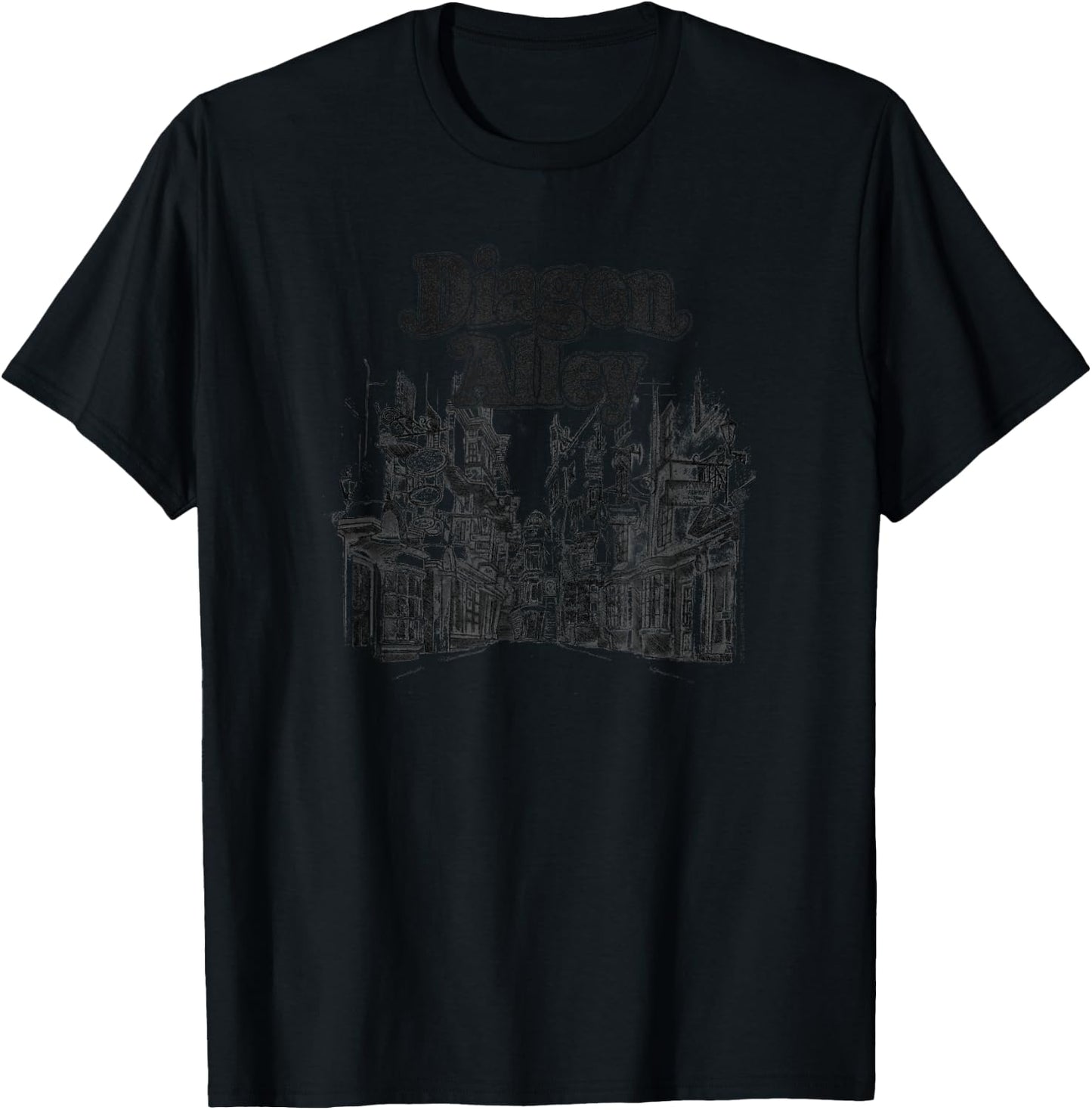 Harry Potter Diagon Alley - Men's Grey Cotton Polyester Blend Lightweight Classic Fit Short Sleeve - Small T-Shirt - T-Shirt | Black
