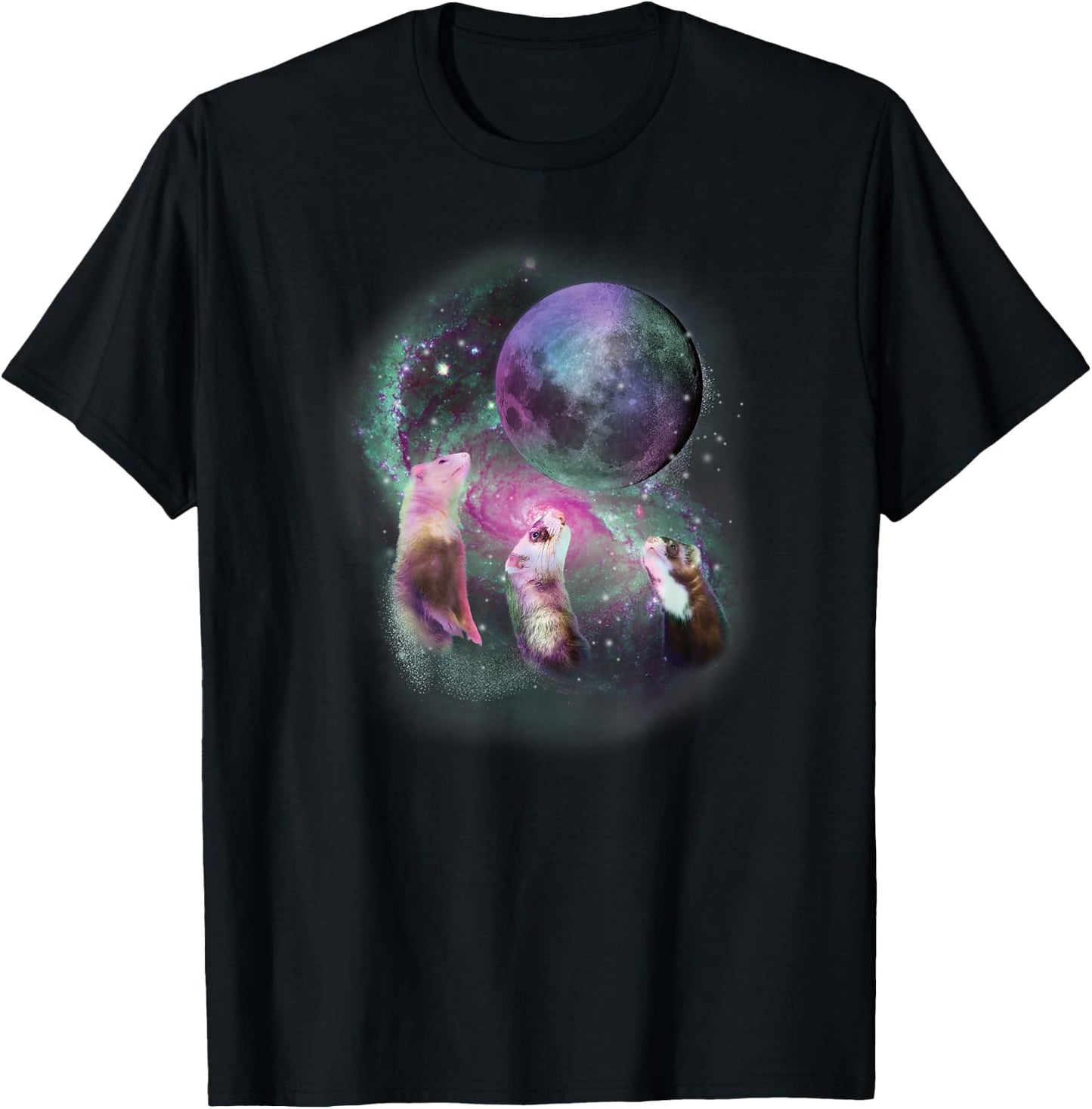 Ferrets Howling at the Moon Shirt - Funny Ferret T-Shirt - T-Shirt | Black