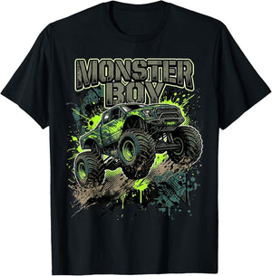 Monster Truck Boy Family Matching T-Shirt - T-Shirt | Black